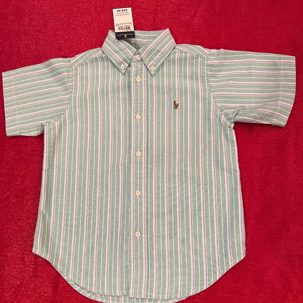 🏇🏇 Ralph Lauren Green, White, &Blue Short Sleeve Shirt🏇🏇